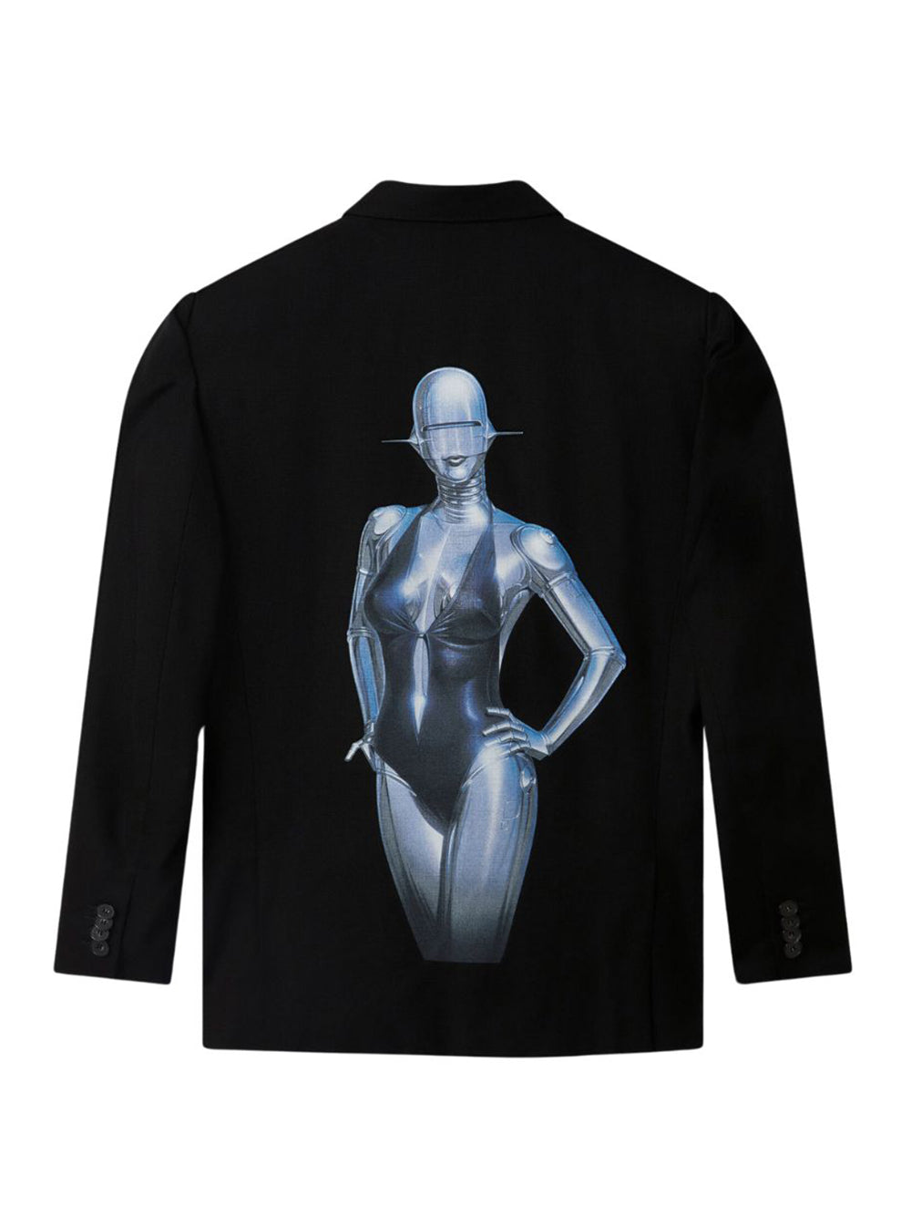 Sexy Robot Graphic Tuxedo-Lapel Blazer (Multicolor)