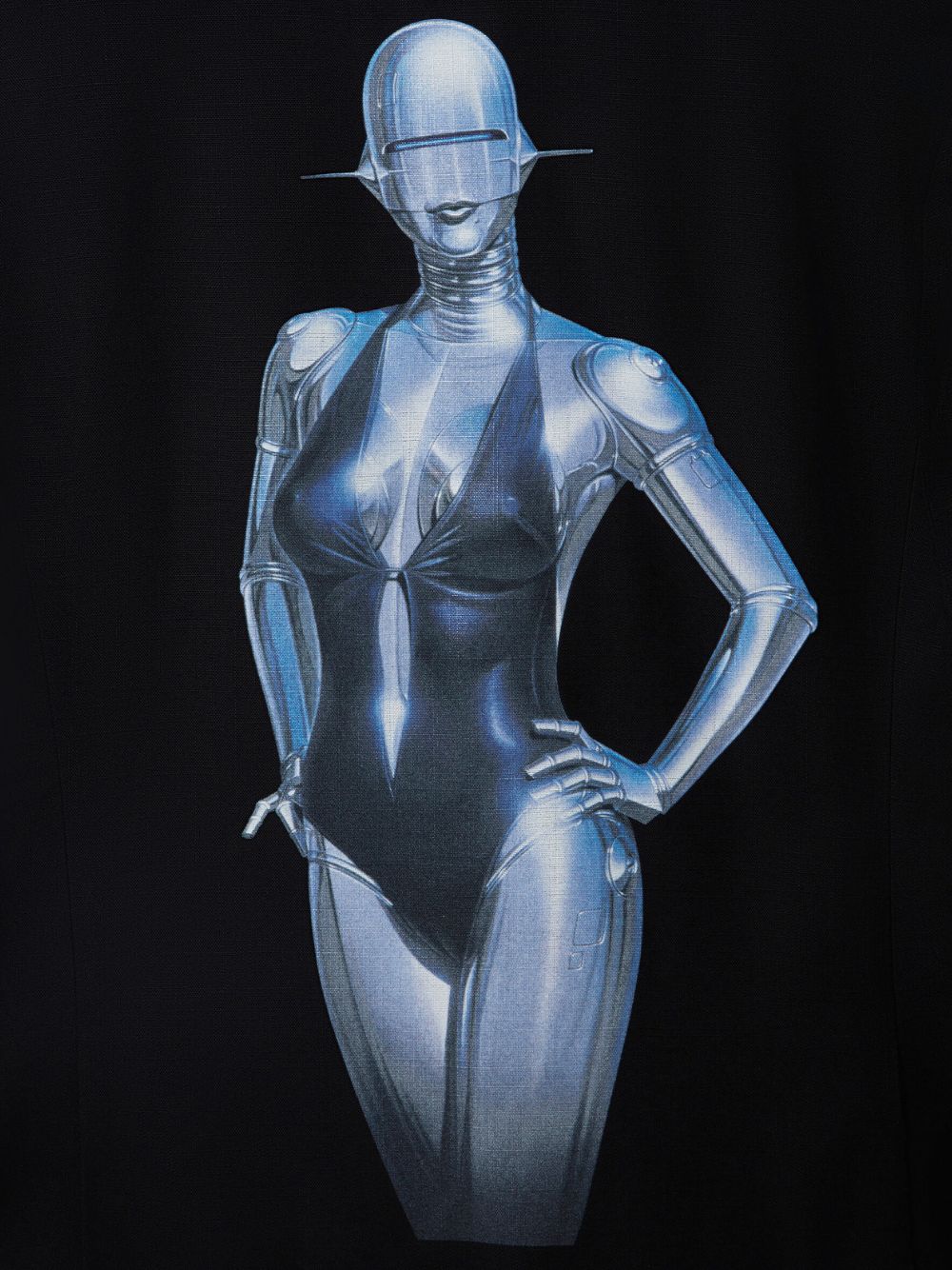 Sexy Robot Graphic Tuxedo-Lapel Blazer (Multicolor)