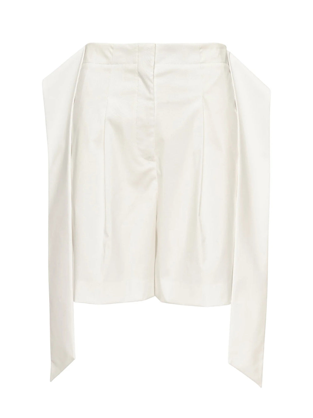 Sheen Cotton Poly Stretch Tie Shorts (Polished White)