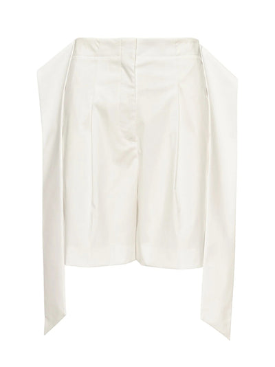 Sheen Cotton Poly Stretch Tie Shorts (Polished White)
