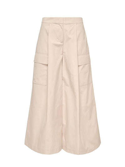 Sheen Cotton Taffeta Cargo Pants (Latte)