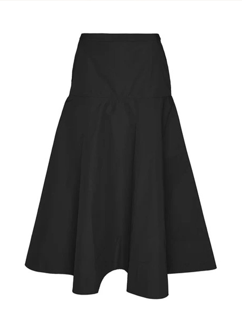 Sheen Parachute Poly Long Skirt (Black)