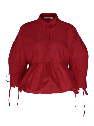 Sheen Parachute Ruffled Top (Red)