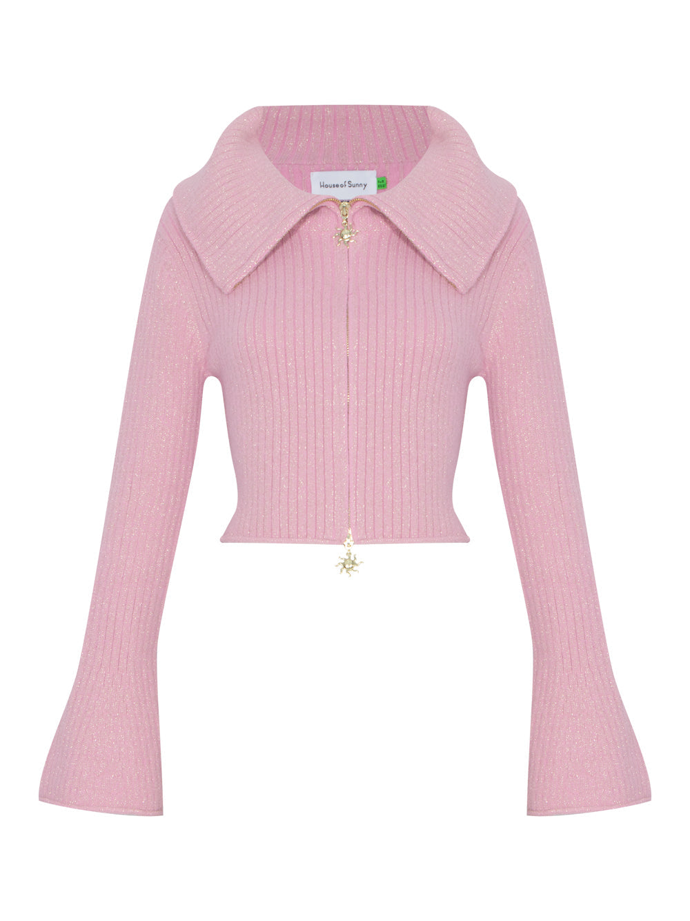 Shimmer Double Collar Peggy Cardigan (Blush)