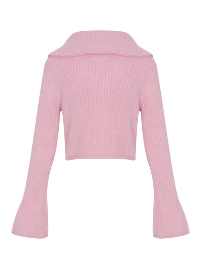 Shimmer Double Collar Peggy Cardigan (Blush)