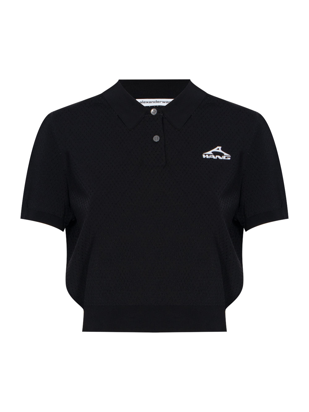 Short Sleeve Polo Tee Wang Logo Print (Black)