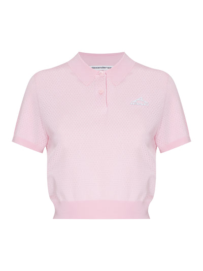 Short Sleeve Polo Tee Wang Logo Print (Light Pink)