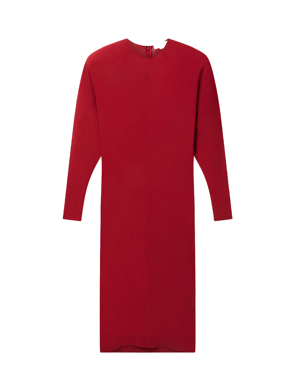 Shoulder Pad Long-Sleeved Midi Dress (Raspberry)
