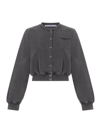 Shrunken Snap Cardigan Crew (Washed Black)