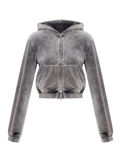 Shrunken Zip-Up Hoodie (Washed Feather)