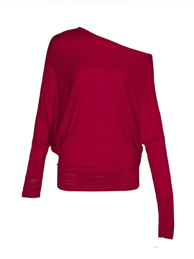 Silk Cashmere Slouchy Off-Shoulder Sweater (Rose)