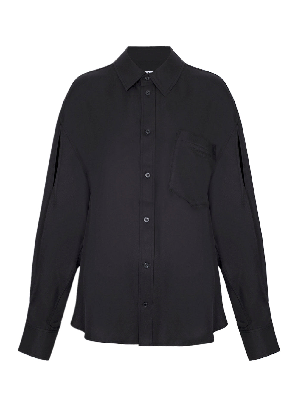 Silk Slashed Sleeve Shirt (Black)