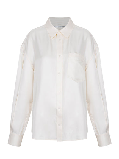 Silk Slashed Sleeve Shirt (Ivory)