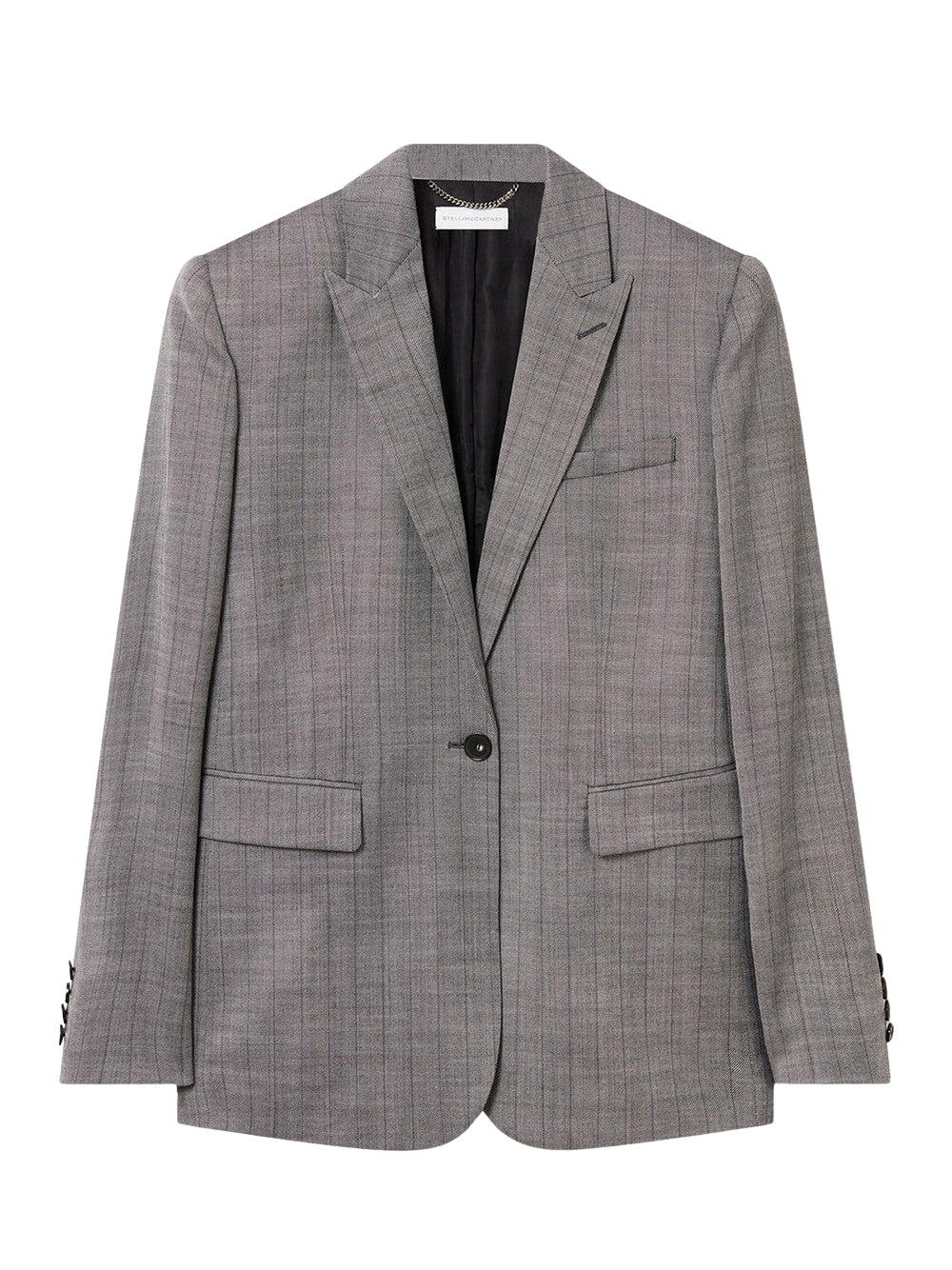 Single-Breasted Pinstripe Jacket (Grey)