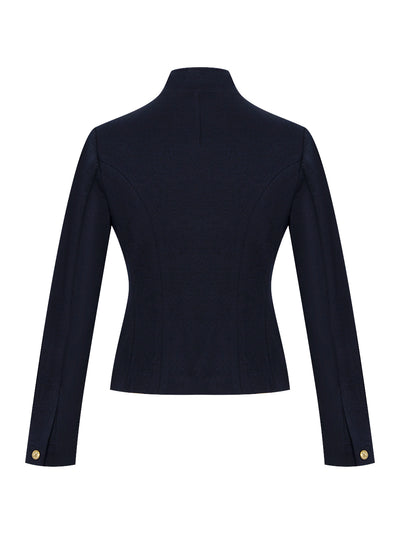 Slade Cropped Textured Blazer (Navy)