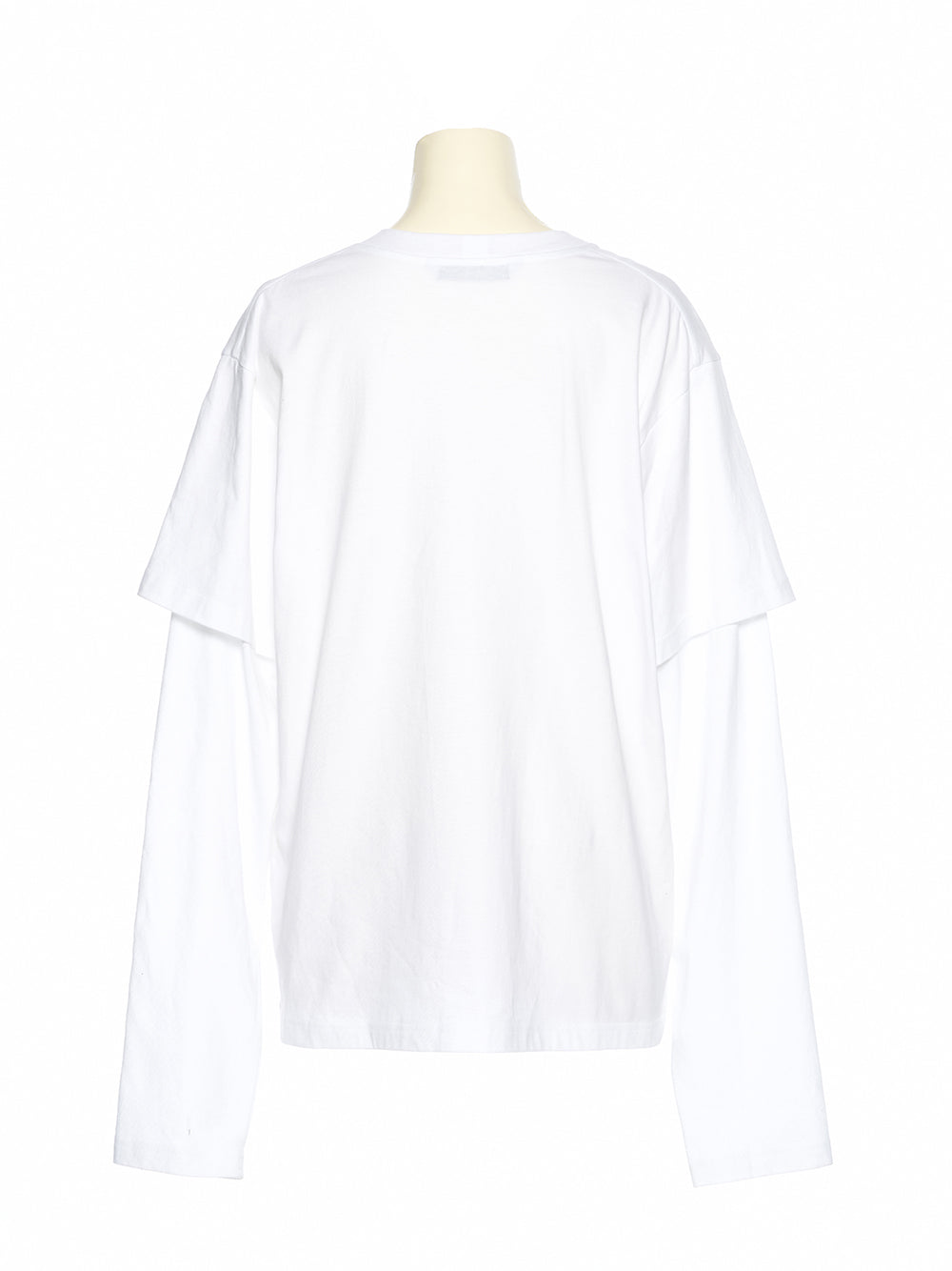 Sleeve Layered Jersey Top (White)