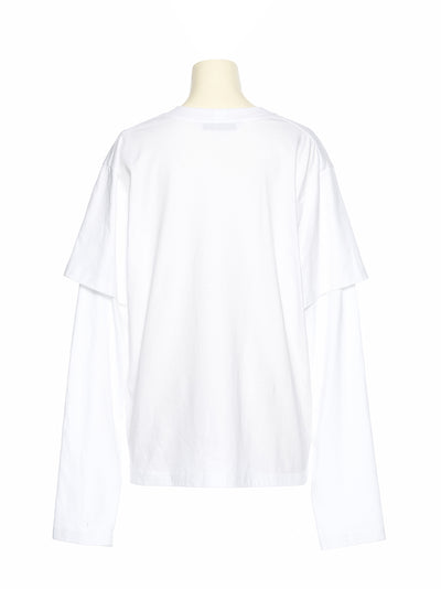 Sleeve Layered Jersey Top (White)