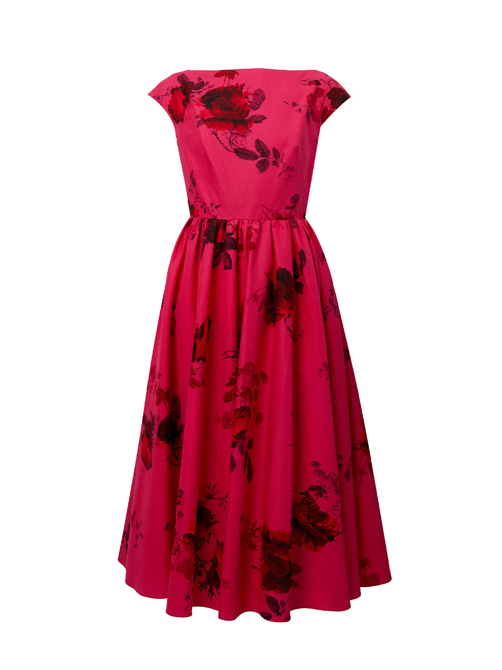 Sleeveless Volume Hem Midi Dress (Cerise)