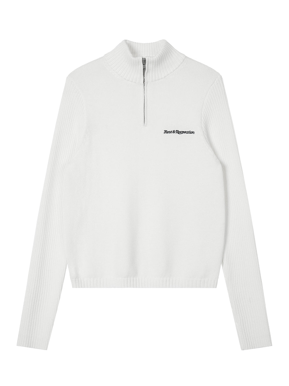 Slim Fit Half Zip-Up Knit (Ivory)