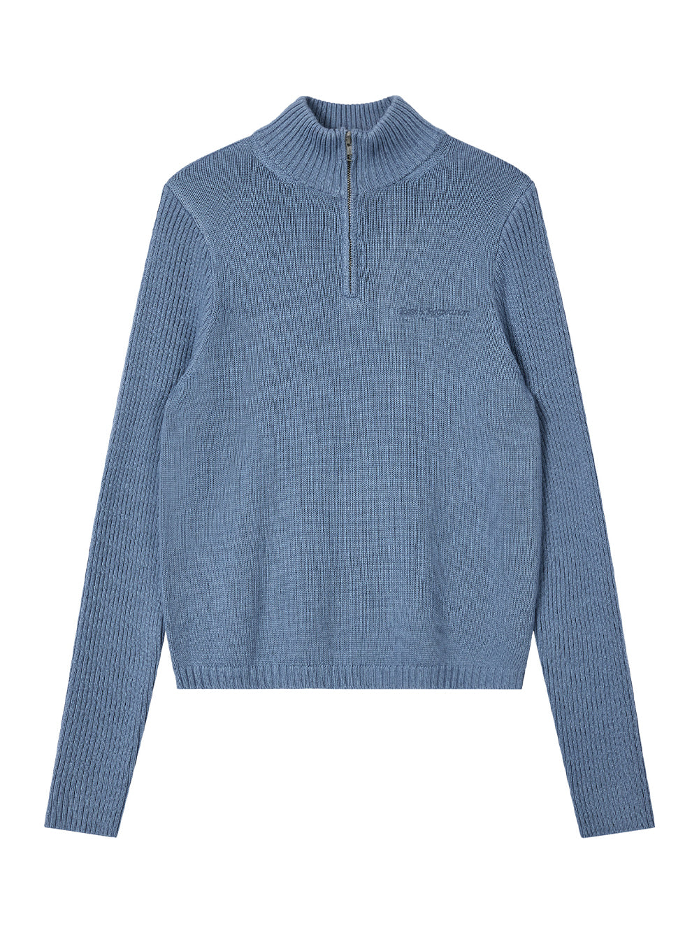 Slim Fit Half Zip-Up Knit (Light Blue)