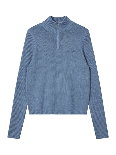 Slim Fit Half Zip-Up Knit (Light Blue)