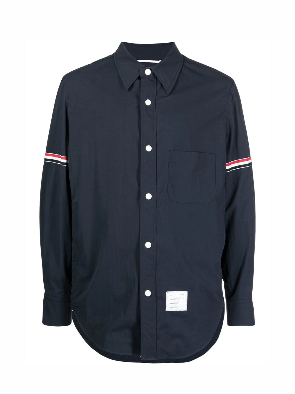 Snap Front Shirt Jacket W/ Rwb Grosgrain Armbands In Solid Nylon Shell (Navy)