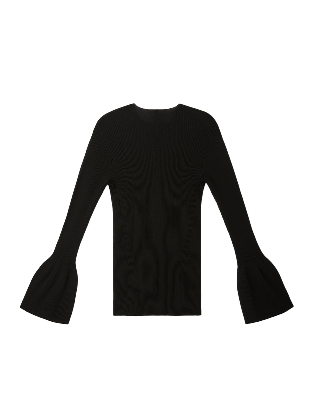 Soft Portrait Long Bell Sleeve Top (Black)