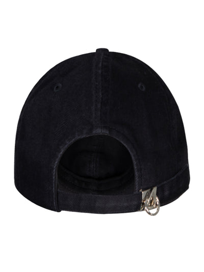 Solid Washed Denim Ball Cap (Black)