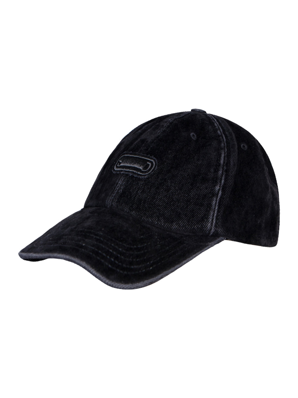 Solid Washed Velvet Denim Ball Cap (Black)