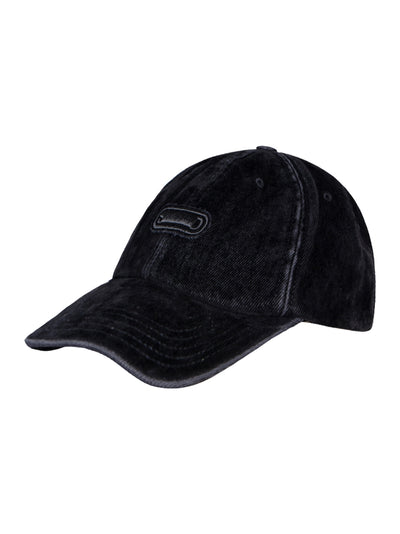 Solid Washed Velvet Denim Ball Cap (Black)