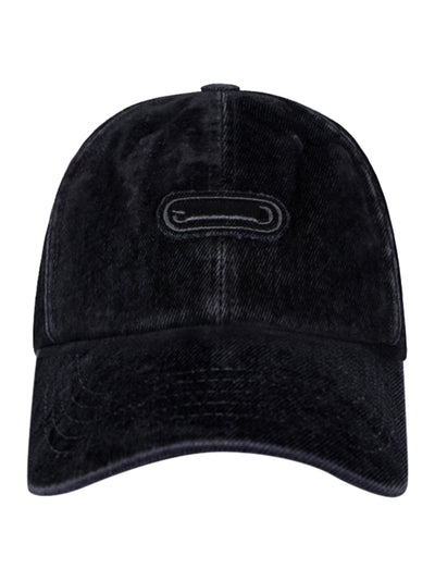 Solid Washed Velvet Denim Ball Cap (Black)