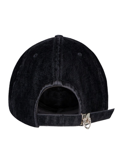 Solid Washed Velvet Denim Ball Cap (Black)