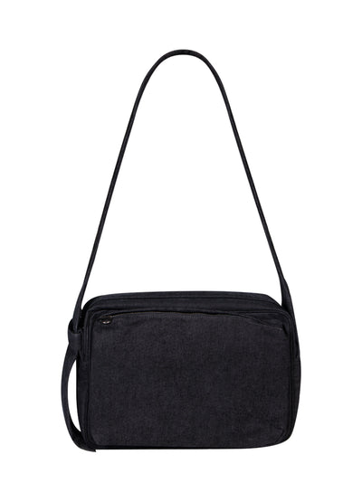 Washed Velvet Denim Cross Bag (Black)