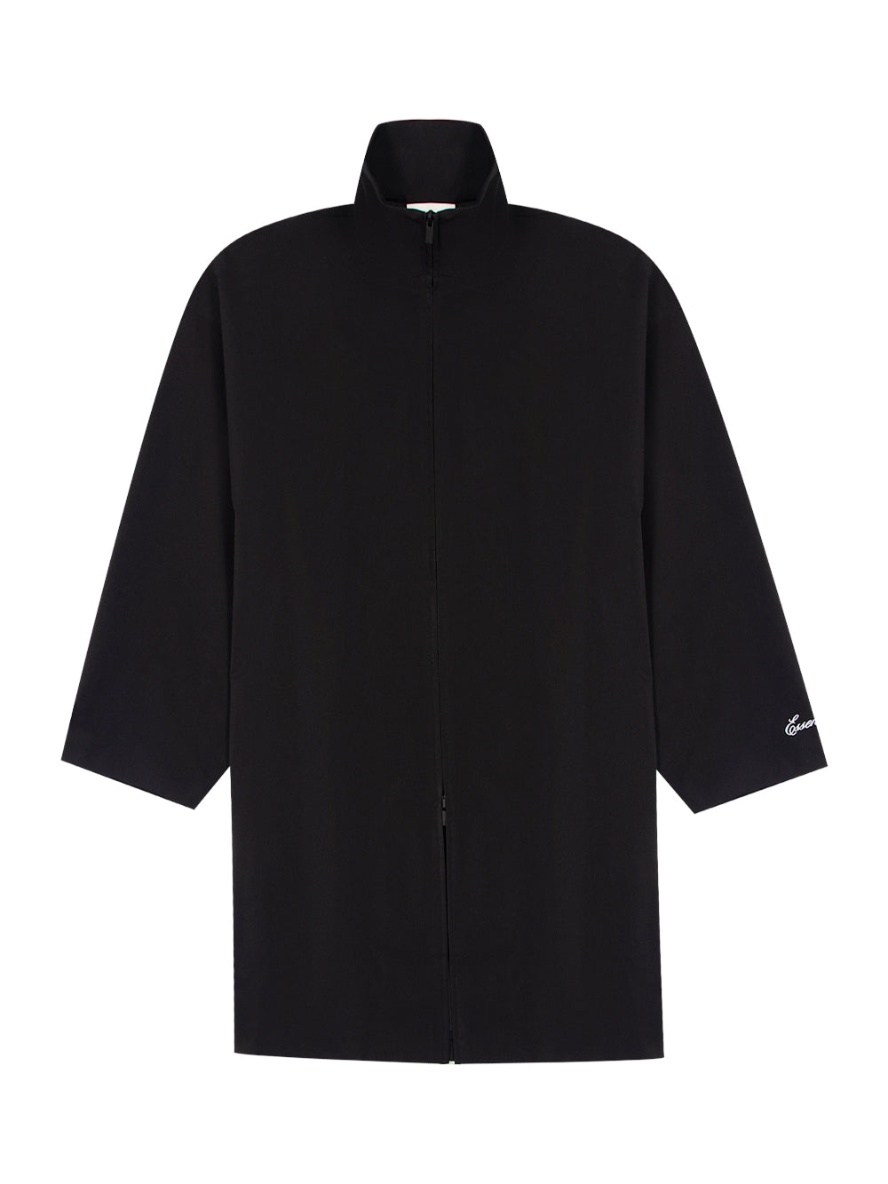 Sporty Nylon Long Zip Up Jacket (Jet Black)