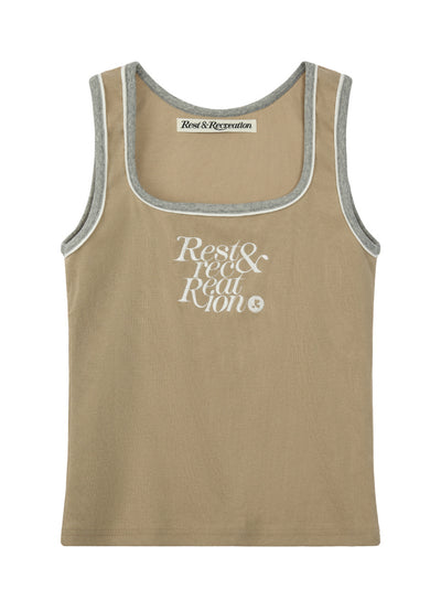 Square Neck Sleeveless (Beige)