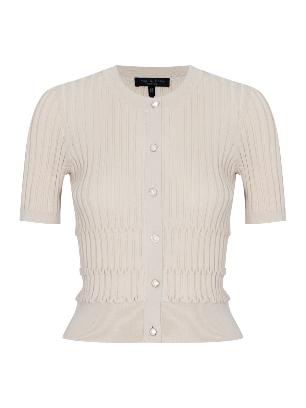 Stacey Short Sleeve Cardigan (Oatmeal)