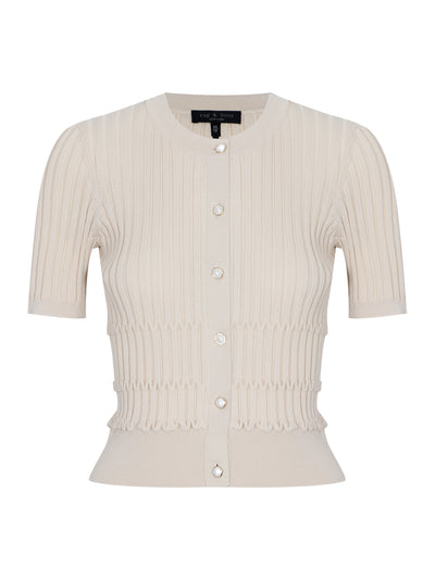 Stacey Short Sleeve Cardigan (Oatmeal)