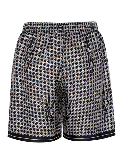 Staggard Houndstooth Silk Shorts (Black)
