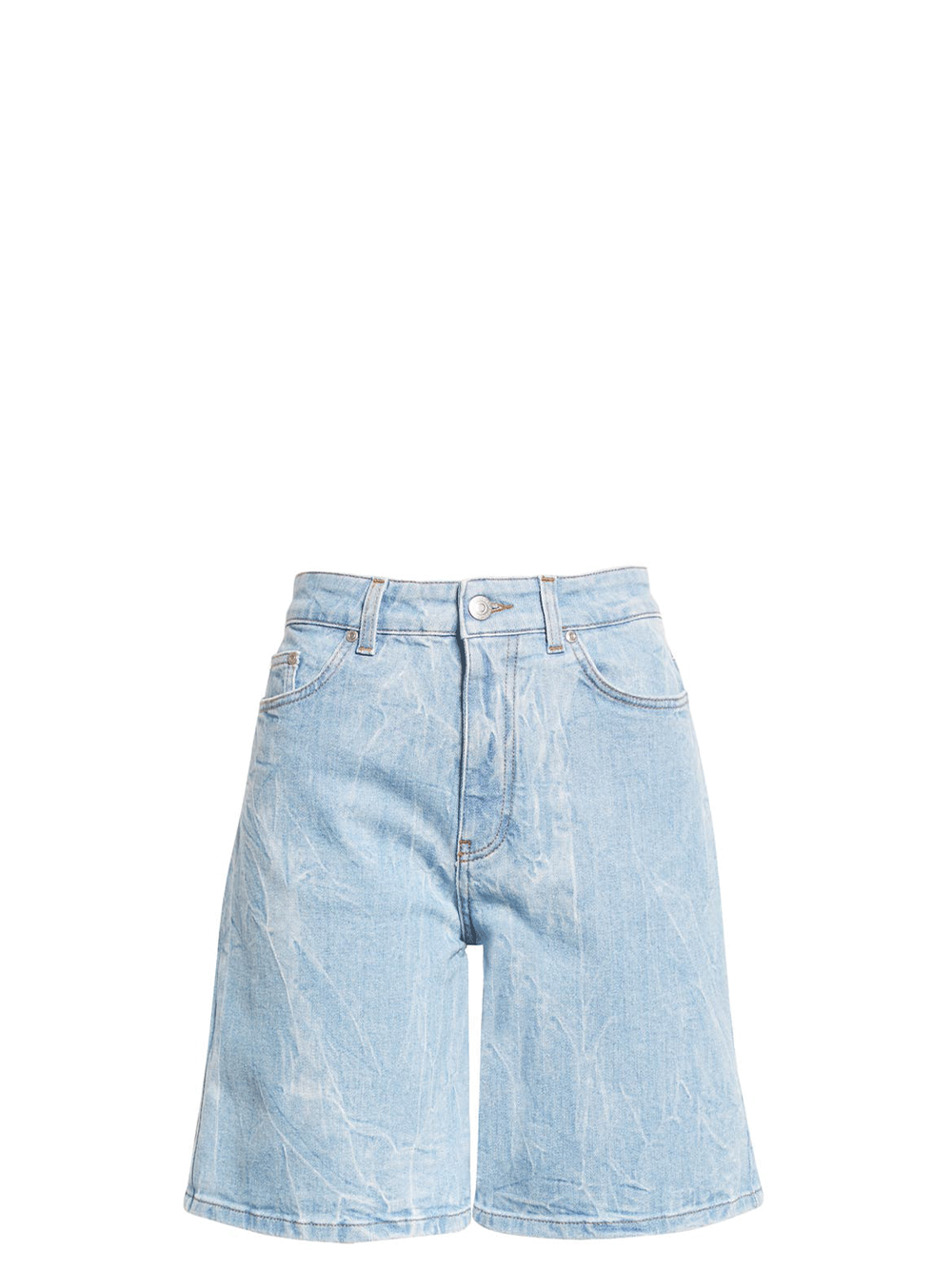 Stella McCartney Crinkled Denim Bermuda Shorts Blue 1