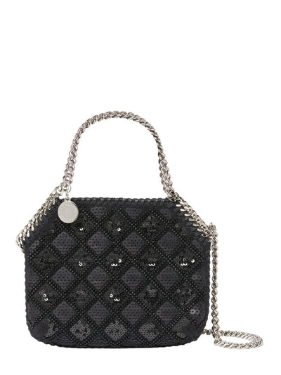 Stella-McCartney-Falabella-Checked-Sequin-Embroidery-Evening-Tote-Bag-Black-1