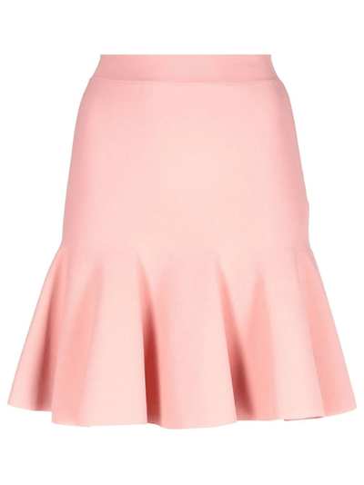 Compact Knit Peplum Mini Skirt (Pink)