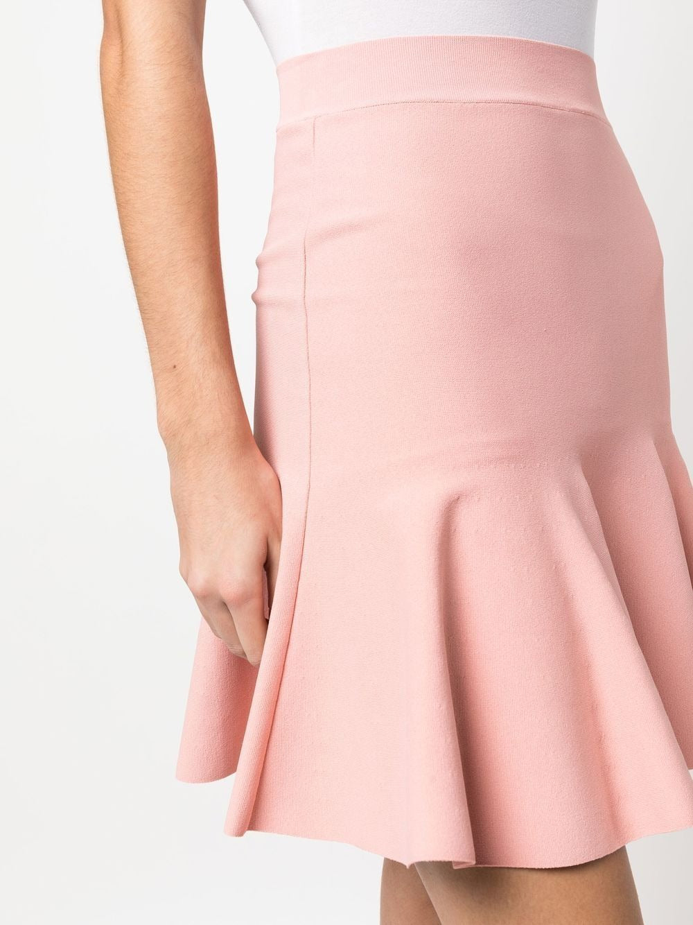 Compact Knit Peplum Mini Skirt (Pink)