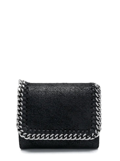 Falabella Grained Small Flap Wallet (Black)
