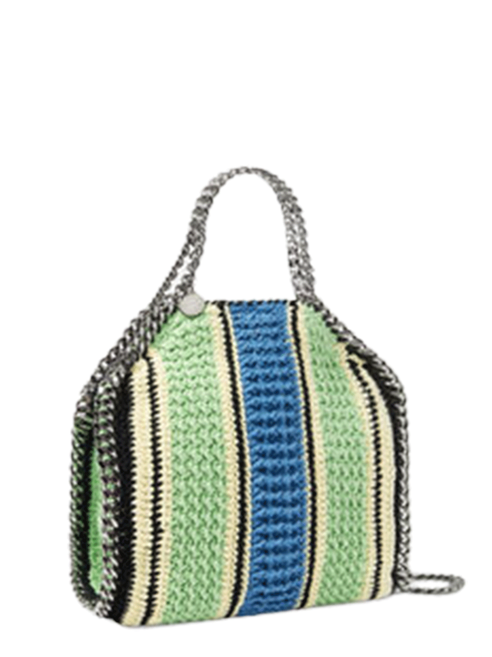 Stella McCartney Falabella Stripe Cotton Crochet Mini Tote Bag Green/Blue 2