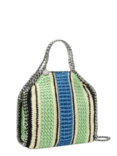 Stella McCartney Falabella Stripe Cotton Crochet Mini Tote Bag Green/Blue 2