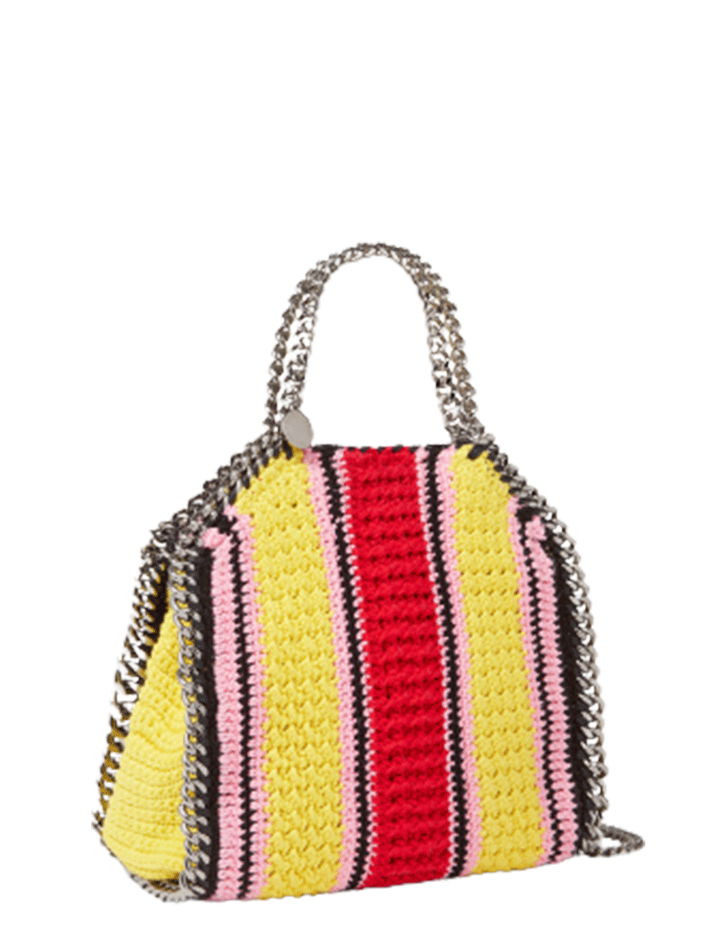Stella McCartney Falabella Stripe Cotton Crochet Mini Tote Bag Yellow/Red 2