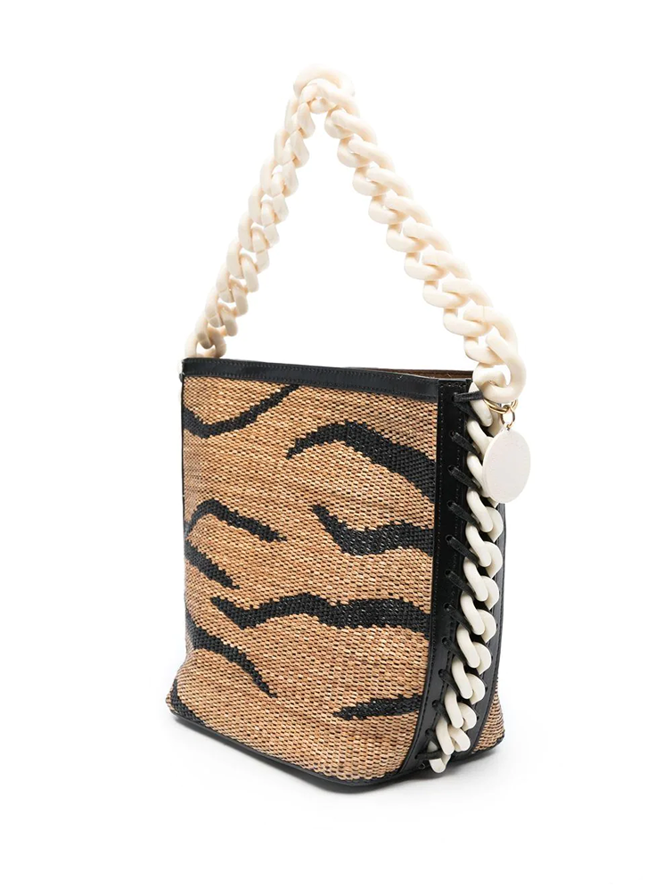 Frayme Raffia Bucket Bag (Tiger)