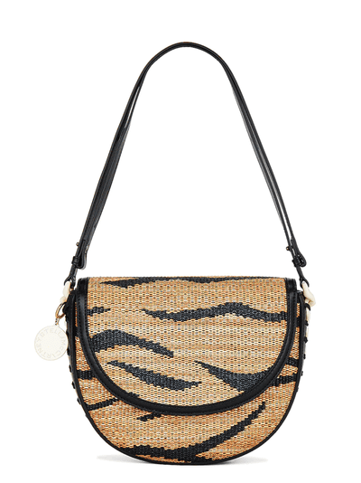 Frayme Raffia Medium Flap Shoulder Bag (Tiger)