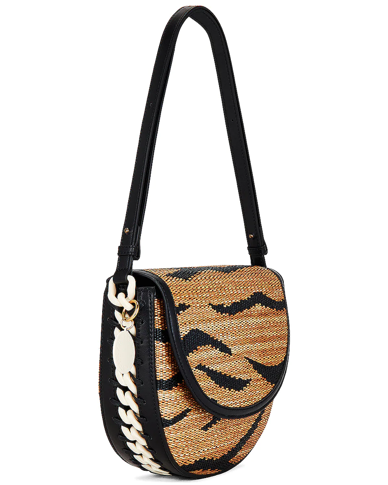 Frayme Raffia Medium Flap Shoulder Bag (Tiger)