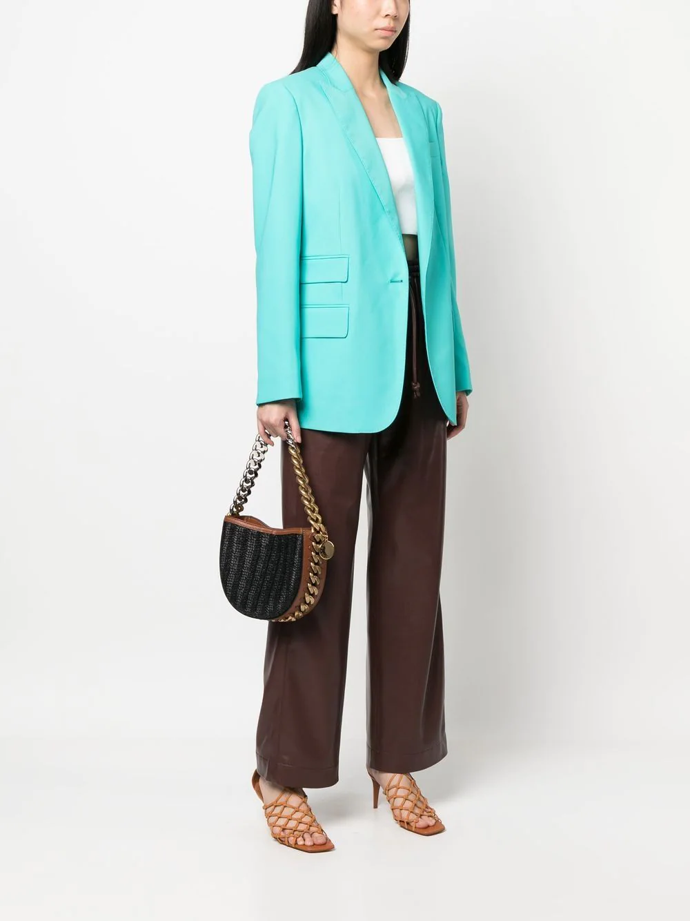 Frayme Woven Raffia Shoulder Bag (Black)